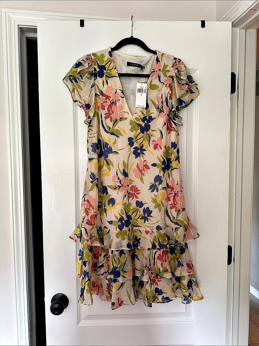 Lauren Ralph Lauren Floral Ruffle-Trim Tiered Dress Mini Dress Size 8